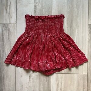NWT Queen of Sparkles Red and Silver Pleat Swing Shorts, girls size XL (14)